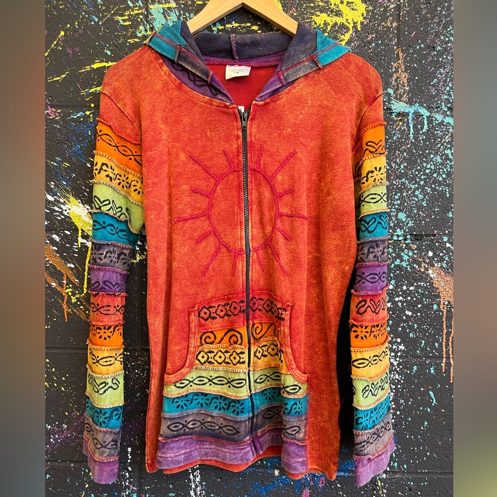 SUNSHINE DAYDREAM HOODED PATCHWORK ZIP UP